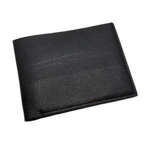 Wallet Mens Cowhide Embossed Short Wallet Black‎